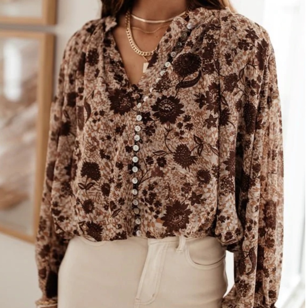 Bohme Jansen Floral Button Down Blouse NWT
